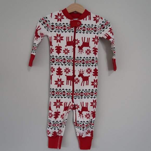 Hanna Andersson Organic Cotton Dear Deer Holiday Christmas Pj's Zip 12-18M - Picture 2 of 6